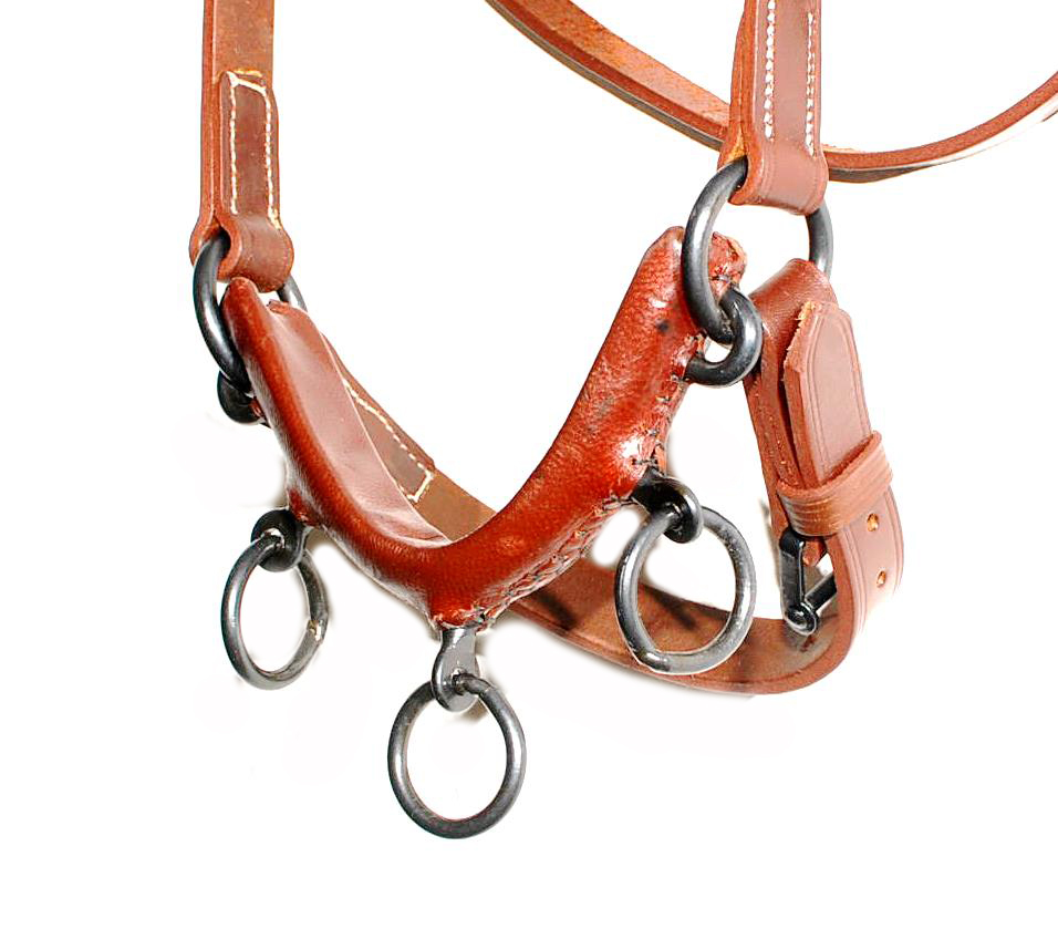 Deluxe Leather Portuguese Lunging Cavesson 3 Rings - Artisan Tack